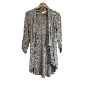 Lovecrazy Cardigan Womens Medium Brown Space Dye Draped‎ Open Front Roll Tab